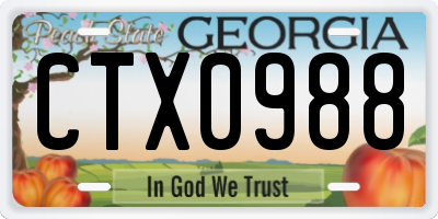 GA license plate CTX0988