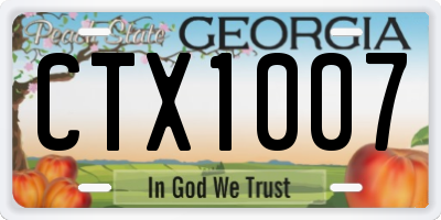 GA license plate CTX1007