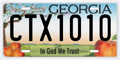 GA license plate CTX1010