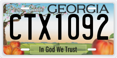 GA license plate CTX1092
