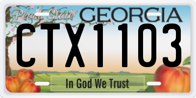 GA license plate CTX1103