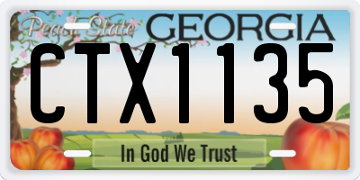 GA license plate CTX1135