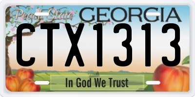 GA license plate CTX1313