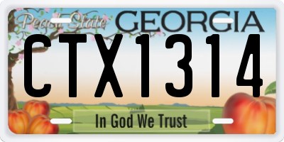 GA license plate CTX1314