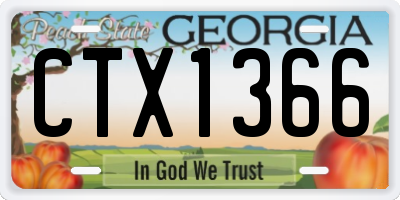 GA license plate CTX1366