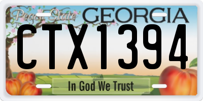GA license plate CTX1394
