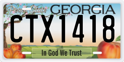 GA license plate CTX1418