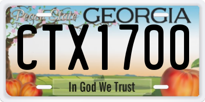 GA license plate CTX1700