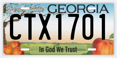 GA license plate CTX1701