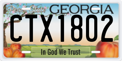 GA license plate CTX1802