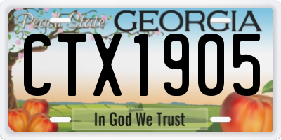 GA license plate CTX1905