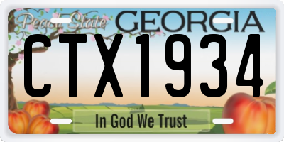 GA license plate CTX1934