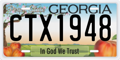 GA license plate CTX1948