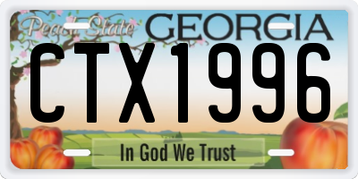 GA license plate CTX1996