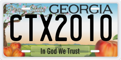 GA license plate CTX2010