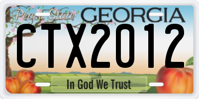 GA license plate CTX2012