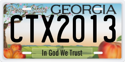 GA license plate CTX2013