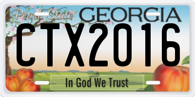 GA license plate CTX2016