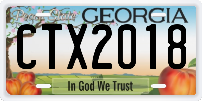 GA license plate CTX2018