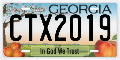 GA license plate CTX2019