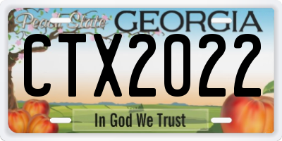 GA license plate CTX2022