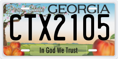 GA license plate CTX2105