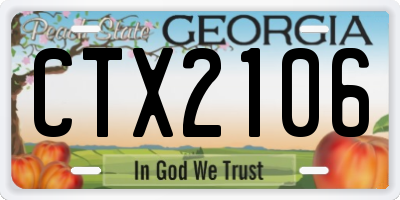 GA license plate CTX2106