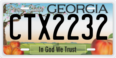 GA license plate CTX2232