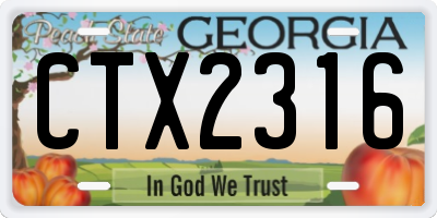 GA license plate CTX2316