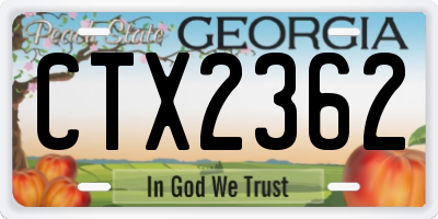 GA license plate CTX2362