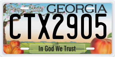 GA license plate CTX2905