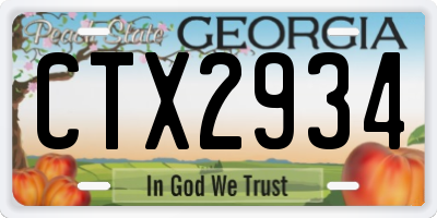 GA license plate CTX2934