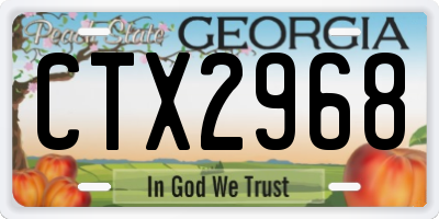 GA license plate CTX2968