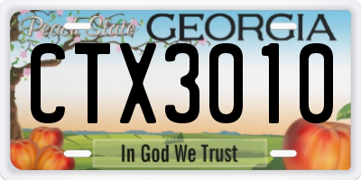 GA license plate CTX3010