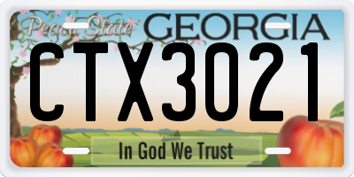 GA license plate CTX3021