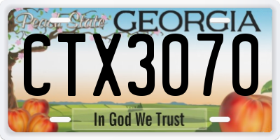 GA license plate CTX3070