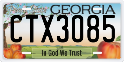 GA license plate CTX3085