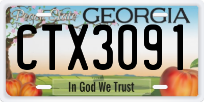 GA license plate CTX3091