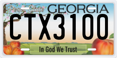 GA license plate CTX3100