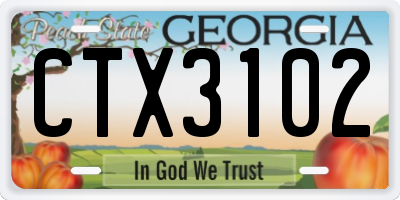 GA license plate CTX3102