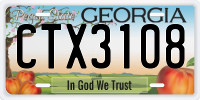 GA license plate CTX3108