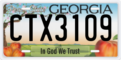 GA license plate CTX3109