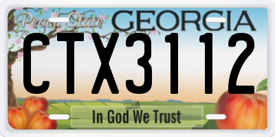 GA license plate CTX3112