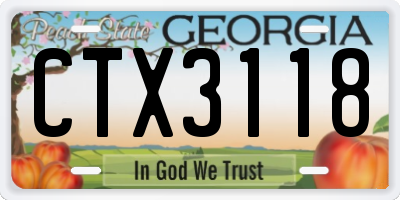 GA license plate CTX3118