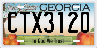 GA license plate CTX3120