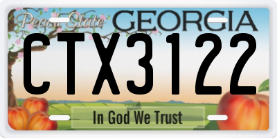 GA license plate CTX3122