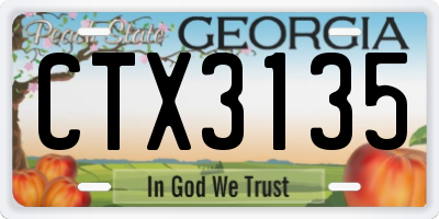 GA license plate CTX3135