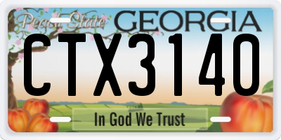 GA license plate CTX3140