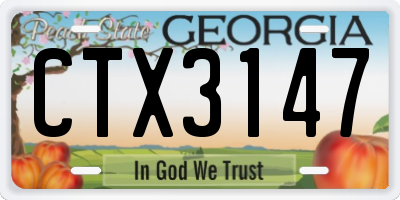 GA license plate CTX3147