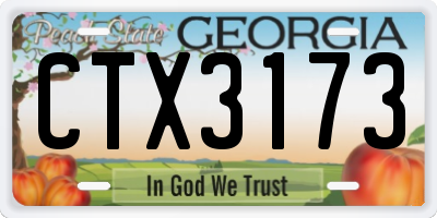 GA license plate CTX3173